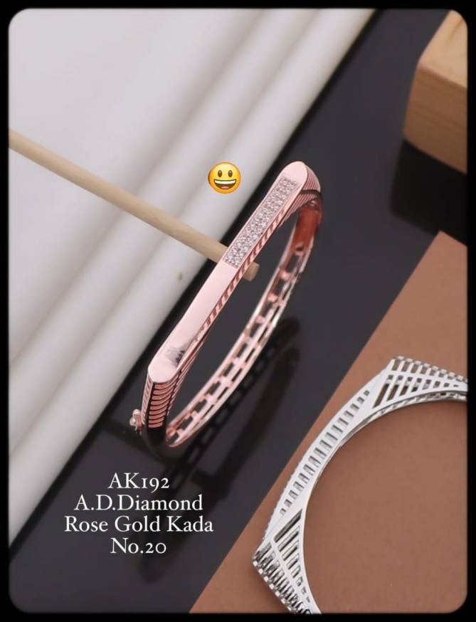 Accessories AD Diamond Designer Rose Gold And Silver Kada 4
